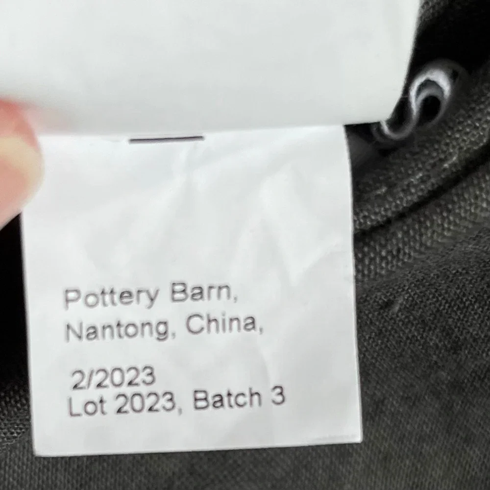 Pottery Barn Belgian Flax Linen Quilted Tufted Euro Sham Charcoal Gray 26x26